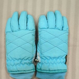 Blue Quilted Winter Ski Gloves with Thinsulate